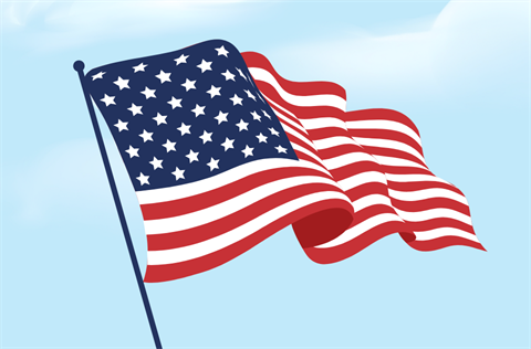 USA Flag on blue sky background.png